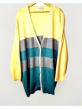 Stizzoli Cardigan 100% Wool Made In Italy Womens 4X IT 60 Longline Knit Button